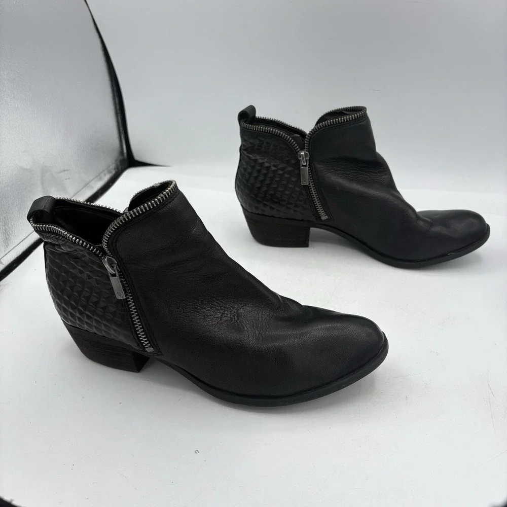 Lucky Brand Ankle Boots Womens Size 9 M Bartalino Black‎ Double Zip Booties
